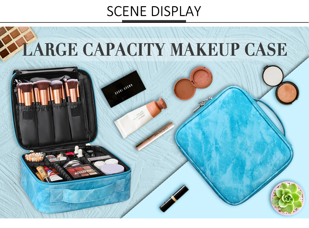 Versatile Marble Adjustable Dividers Travel Train Case For Cosmetics