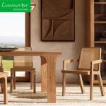Teakwood Courtyard Dining Set Modern Wooden Furniture with Solid Wood Armchair