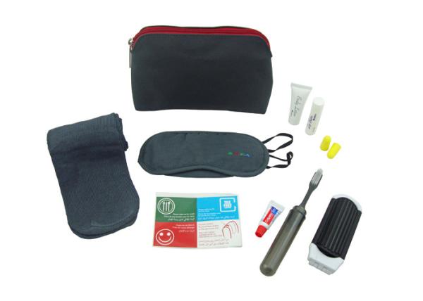 Dark Grey Airline Amenity Kits , Nine Contents Tourist Set With PU Pouch 20*6