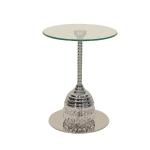 Minimalism Satin Finish Clear Glass Top Stainless Steel End Table Metal