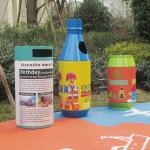 Advertising 45L Galvanized Steel Outdoor Trash Can 3 Compartments