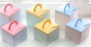 Wholesale Folding Pink Paper Box Packaging With Handle , Custom Design Colorful Cake Box from china suppliers