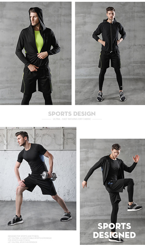 Fitness Men Cotton Polyester Running Wear Sports Training Suit