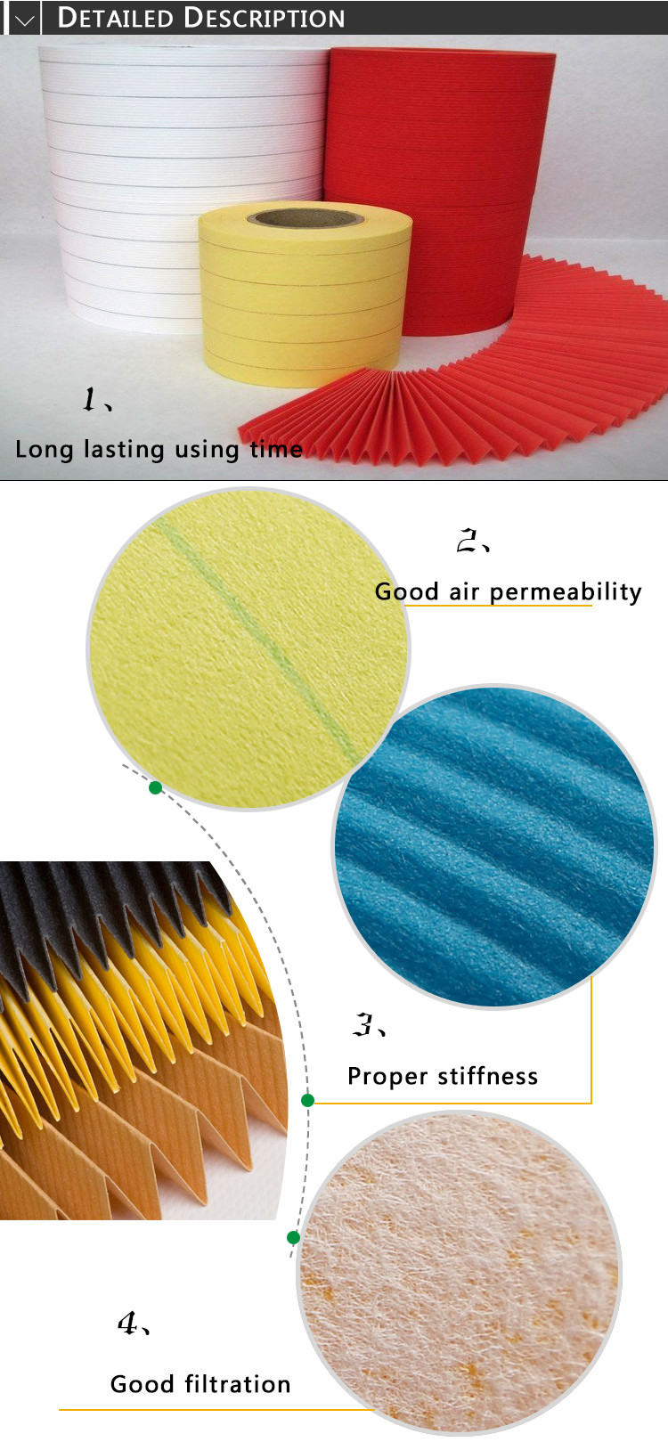 Currugated Air Filter Paper Yellow Color For Light Duty