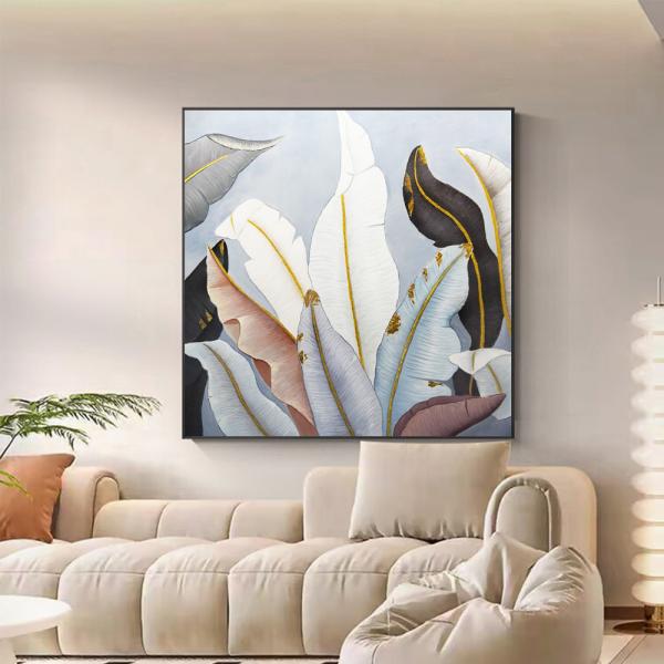 Hand Painted Textured Canvas Oil Painting of Abstract Flower in Modern Style for