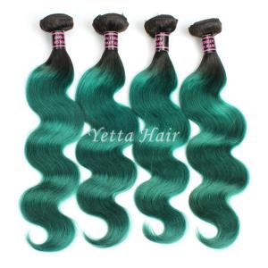 Wholesale Two Tone Real Ombre Hair Extensions , Green 14 - 24 Inch Virgin Hair from china suppliers