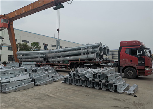 Anti - Rust Steel Tubular Pole With Climbing Ladder , Steel Transmission Pole