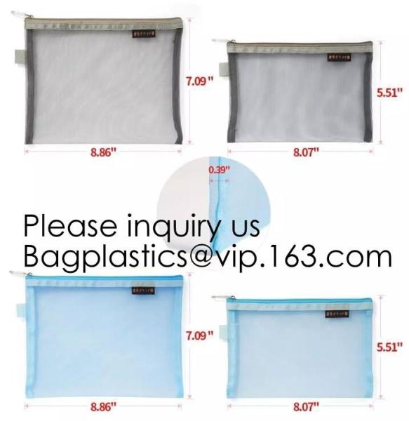 Travel Mesh Makeup Bag See Through Zipper Cosmetic Organizer Pouches Pack of 4