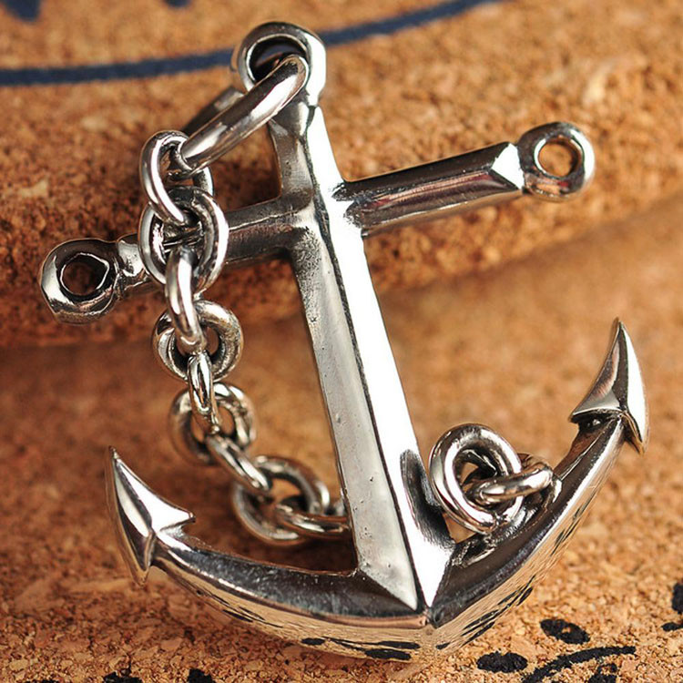 Sterling Silver Maritime Anchor Amulet Pendant with 925 Silver Wheat Chain Necklace(N6030806)