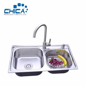 Wholesale SUS304 Stainless Steel Kitchen Sink Double Bowl Kitchen Sink Press Kitchen Sink With Faucet from china suppliers