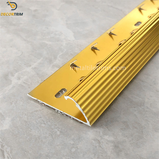 Aluminum Gold Trim Camber Carpet Transition Strip 6063 Material
