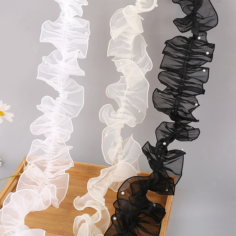 12cm*2m Wrinkled Edge Lace Ribbon For Flower Package And Gift Packing