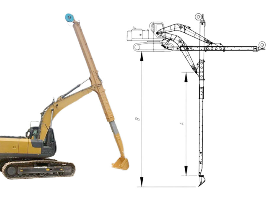 Excavator Telescopic Arm Telescopic Boom With Standard Bucket For Digging