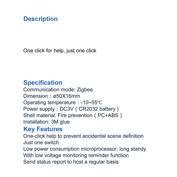Zigbee One-Button(SS-SO100)