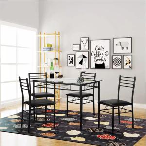 Wholesale ODM Home Furniture Dining Room Sets Rectangle Glass Dining Table And 4 Chairs Set from china suppliers