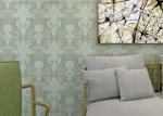 Waterproof PVC Green Damask Victorian Pattern Wallpaper With Non Woven Materials