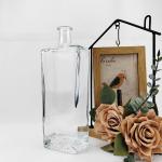 Clear Cuboid Crystal Agave Glass Bottle with Cork Cap 500ML 750ML 1000ML Hot