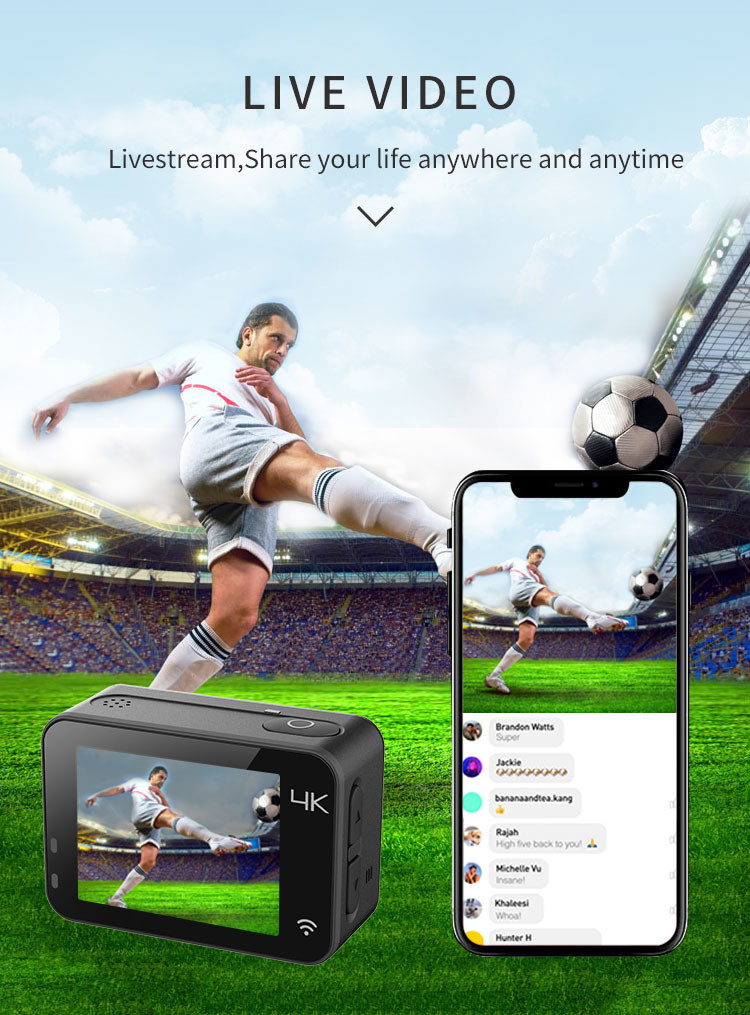 EIS Outdoor Sports Camera 8-128GB 4k Ultra HD DV Action 2.0 Inch