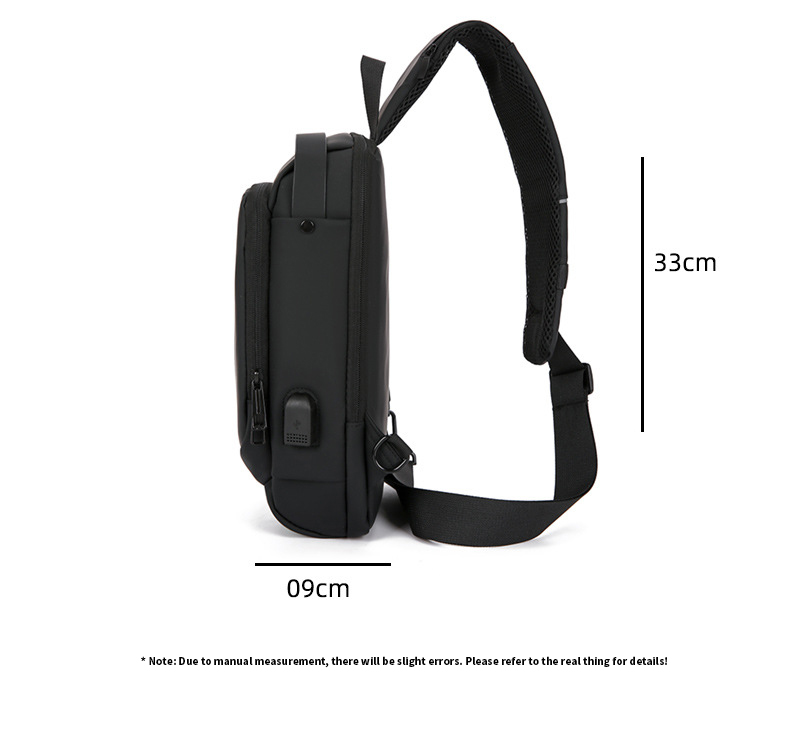 Stylish Oxford Cloth Men's Crossbody Sling Bag with USB Port and Waterproof Design