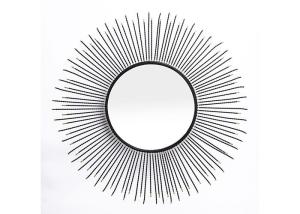 Wholesale Metal Round Sunburst Wall Mirror Black Frame Dotted With Gold Color For Wall Decoration from china suppliers