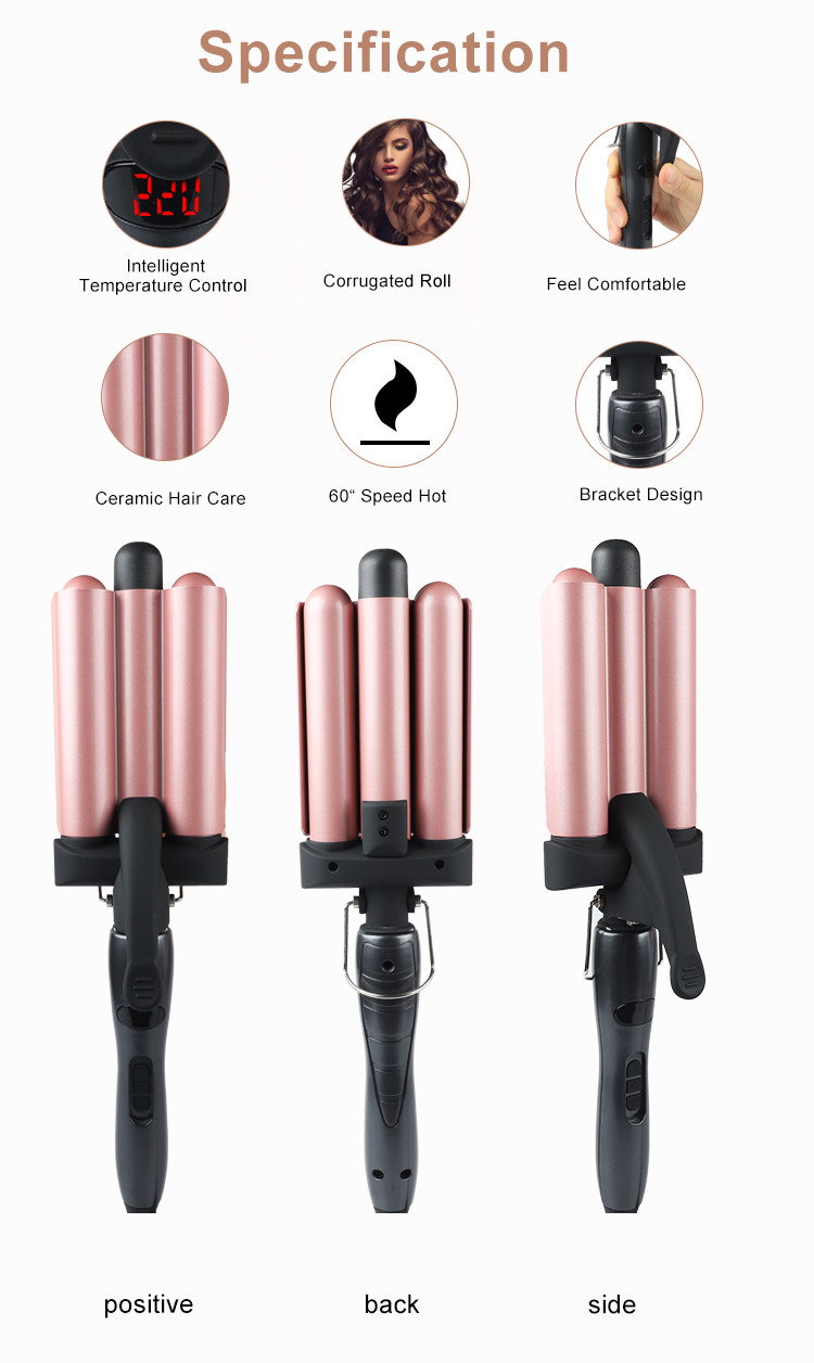 MeStar Three Barrel Hair Waver , 25MM 3 Barrel Hair Crimper