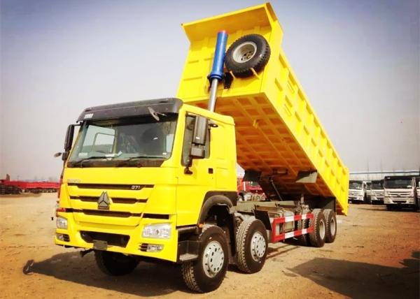 8×4 371HP Heavy Duty Dump Truck 32 Tons Load 30CBM Dump Box White Red Yellow