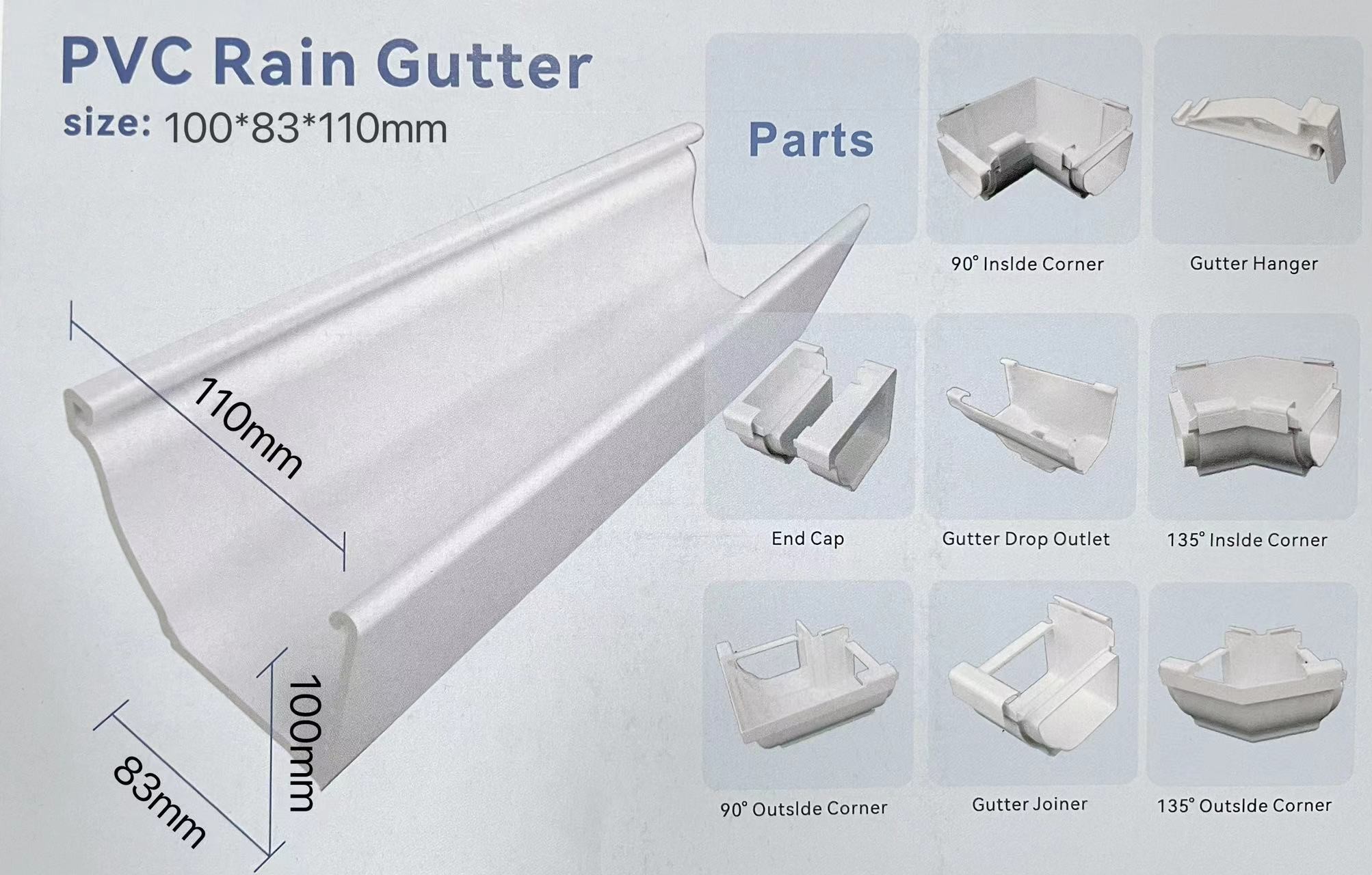 High End anti corrosion pVC sink rain gutter for villa country house connector