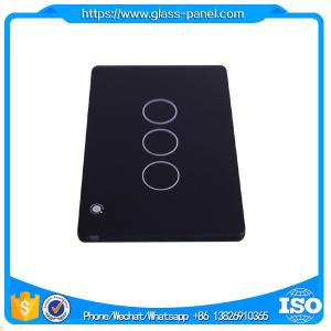 Wholesale CNC Grinding edge 2mm thickness 3 gang glass wall switch, 125MM x 95mm with custom LOGO printing from china suppliers