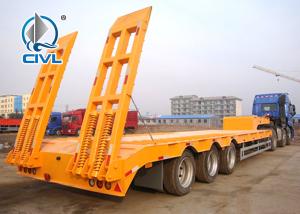 Wholesale 50 Tons Low Bed Semi Trailer , 3 Axles Flat Low Flatbed Trailer Manual Transmission from china suppliers