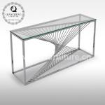 Tempered Glass 150x45x85cm SS Console Table French Style Gold Metal Legs