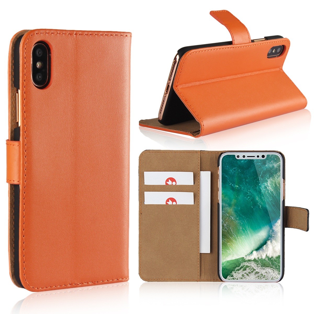 iPhone XS Case, iPhone 8 Wallet Case, Premium PU Leather Flip Cover with Card Slot for iPhone 5/6/7/8/X/XS/XS MAX/XR