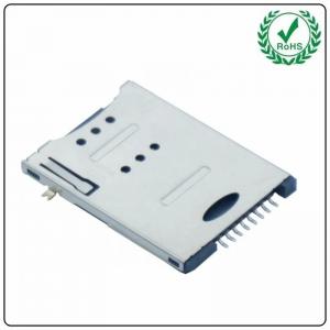 China Push Push Type 6+2 Pin Smart Card Socket With Switch Diagonal Column Connector on sale