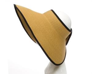 Wholesale Nylon Ribbon Around Ladies Sun Visor Caps Woven Tweed Straw Brim Available from china suppliers