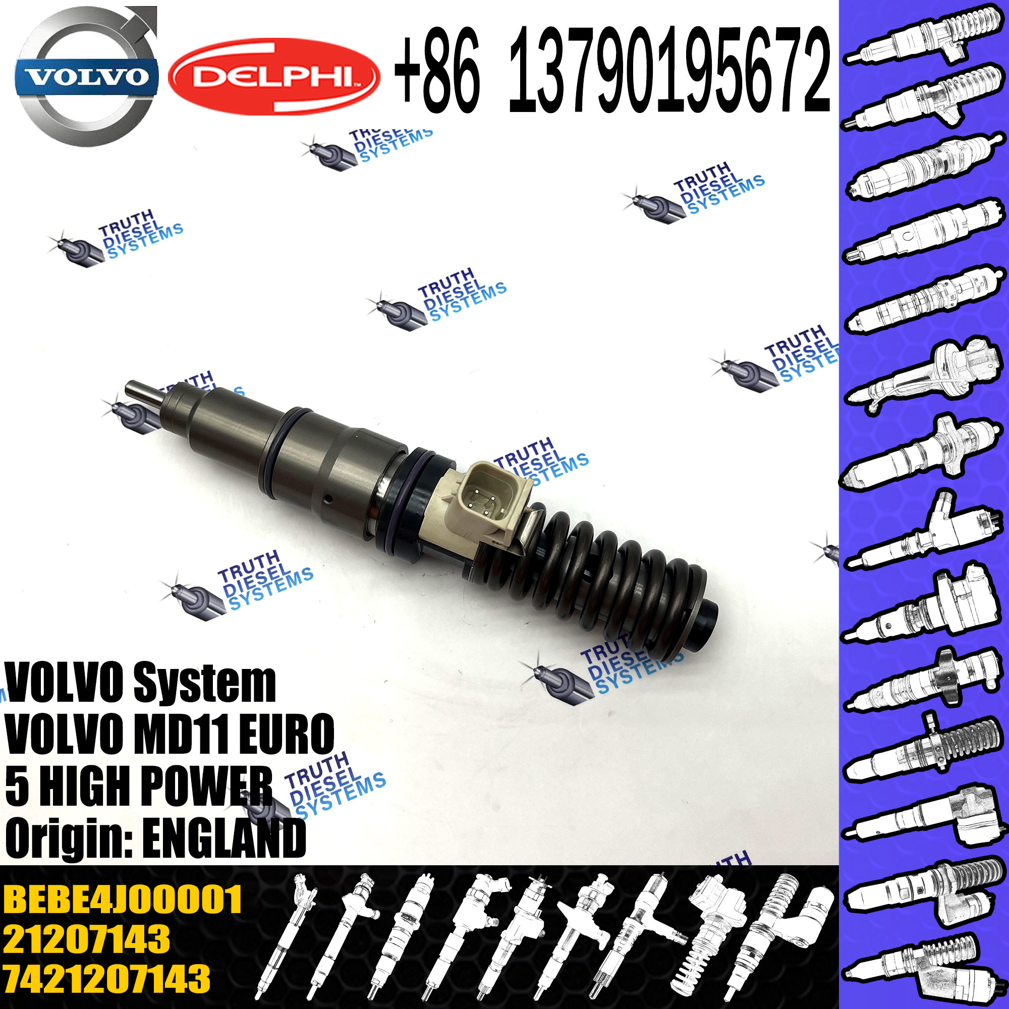diesel fuel injector 21569191 21207143 7421207143 21582103 for VOL TRUCKS D11C common rail injector 21569191