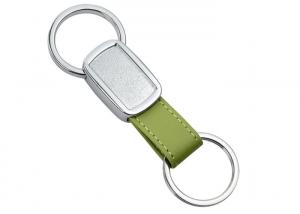 China Epoxy Doming Personalized Leather Key Chains 10mm Debossed Tape Metal Keyring on sale
