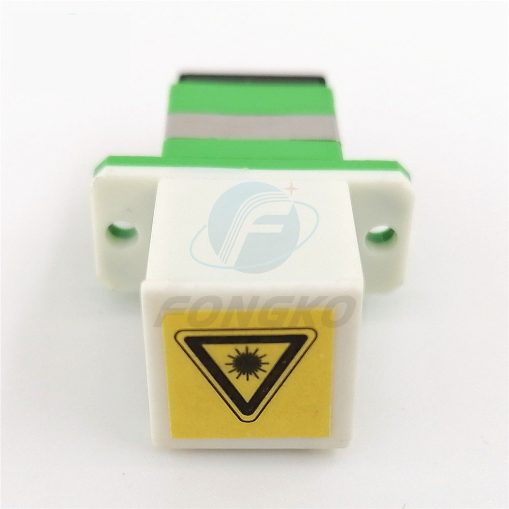 SX White Auto Shutter Green Shell metal shrapnel Adapters with Flange SC/APC Fiber Optic Adapter