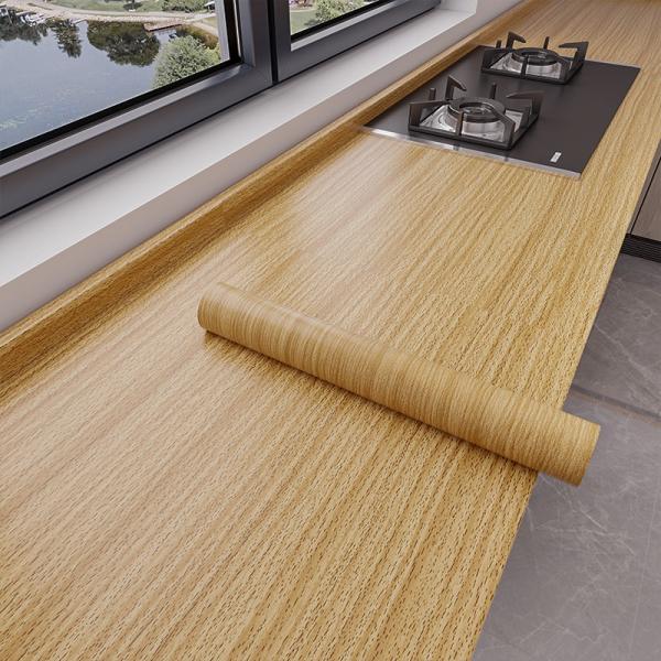 Wood Grain Wallpaper for Home Decoration Fireproof Kitchen Wallpaper Roll Size 1