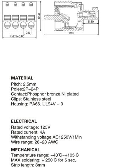 Professional Plug - In Pcb Terminal Block Connector ISO9001 Certification