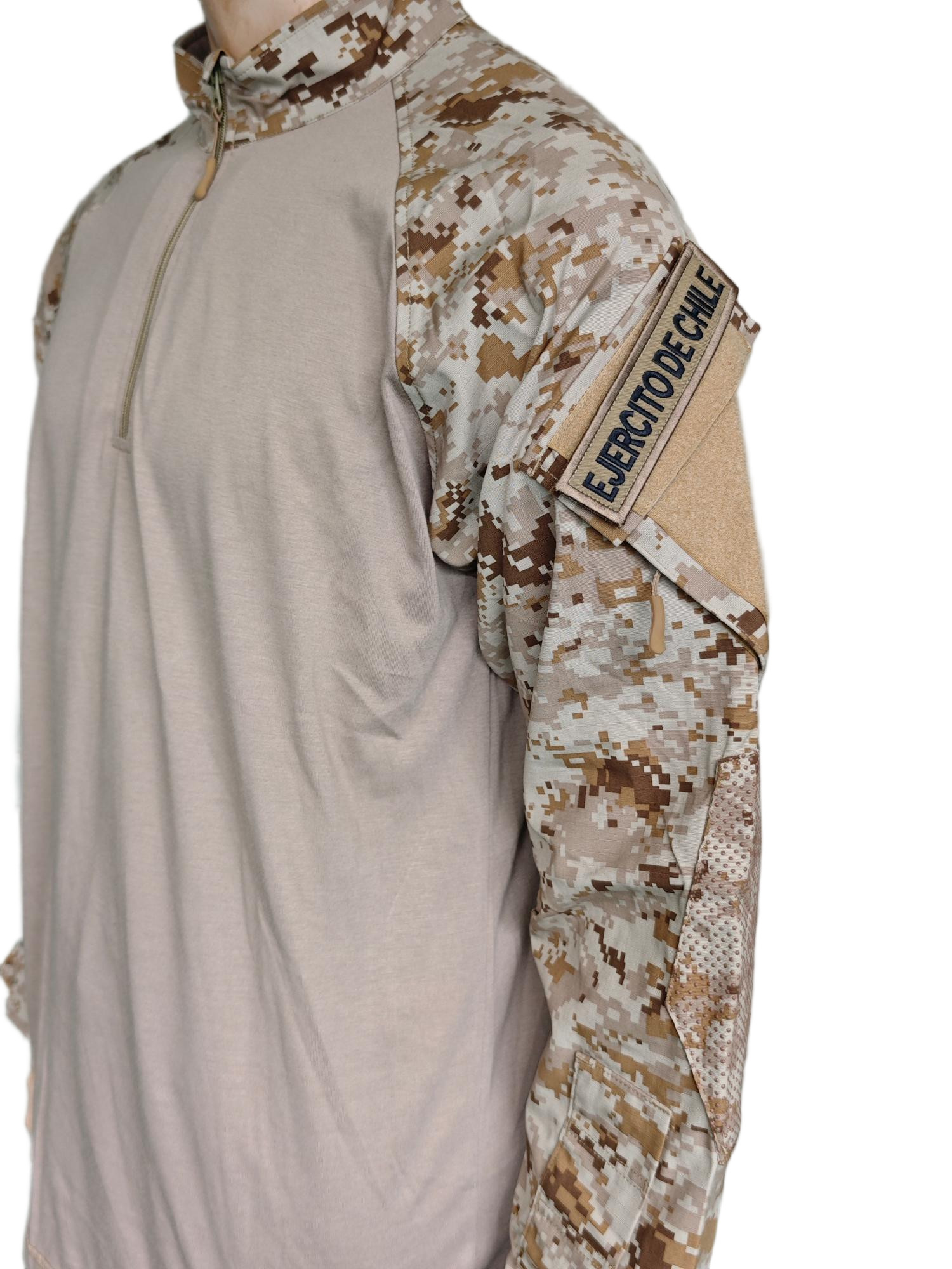 Tactical Camo Combat Shirt with Half Zip and Arm Pockets Breathable Comfortable Frog Tactical Training Suit