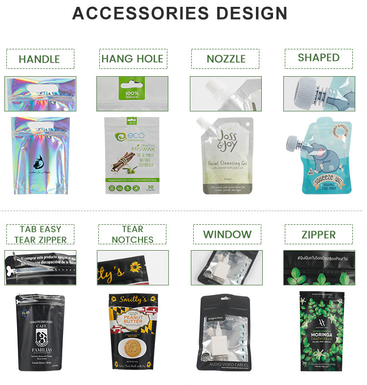 SGS 120mic Sachet Kraft Paper Bags Biodegradable Food Packaging Bags VMPET