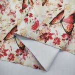 Printed Colorful Butterfly In Love With Flowers PVC PU Synthetic Faux Leather
