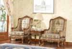Hand Carved Modern Classic Leisure Armchair Solid Wood Vintage Upholstered