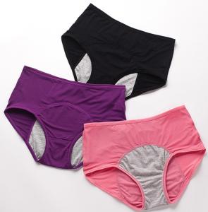 Wholesale Hot Sale Plus Size M-8XL 10 Colors Physiological Leak Proof Menstrual Panties 3 Layers Breathable Period Underwear from china suppliers