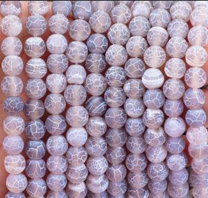 Wholesale Grey Weathered Agate Loose Bead Strands Semi Precious Stone Matt Frosted Cracked Agate for DIY Jewelry Making from china suppliers