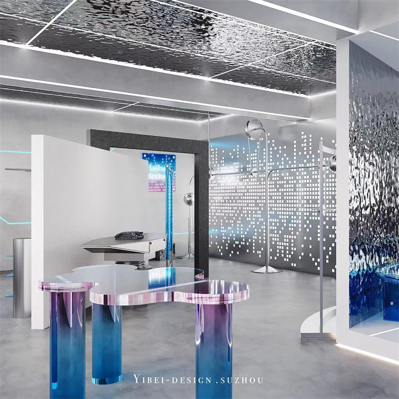 Designer’s Choice Silver Mirror Water Ripple Stainless Steel Sheet for Interior Decorator