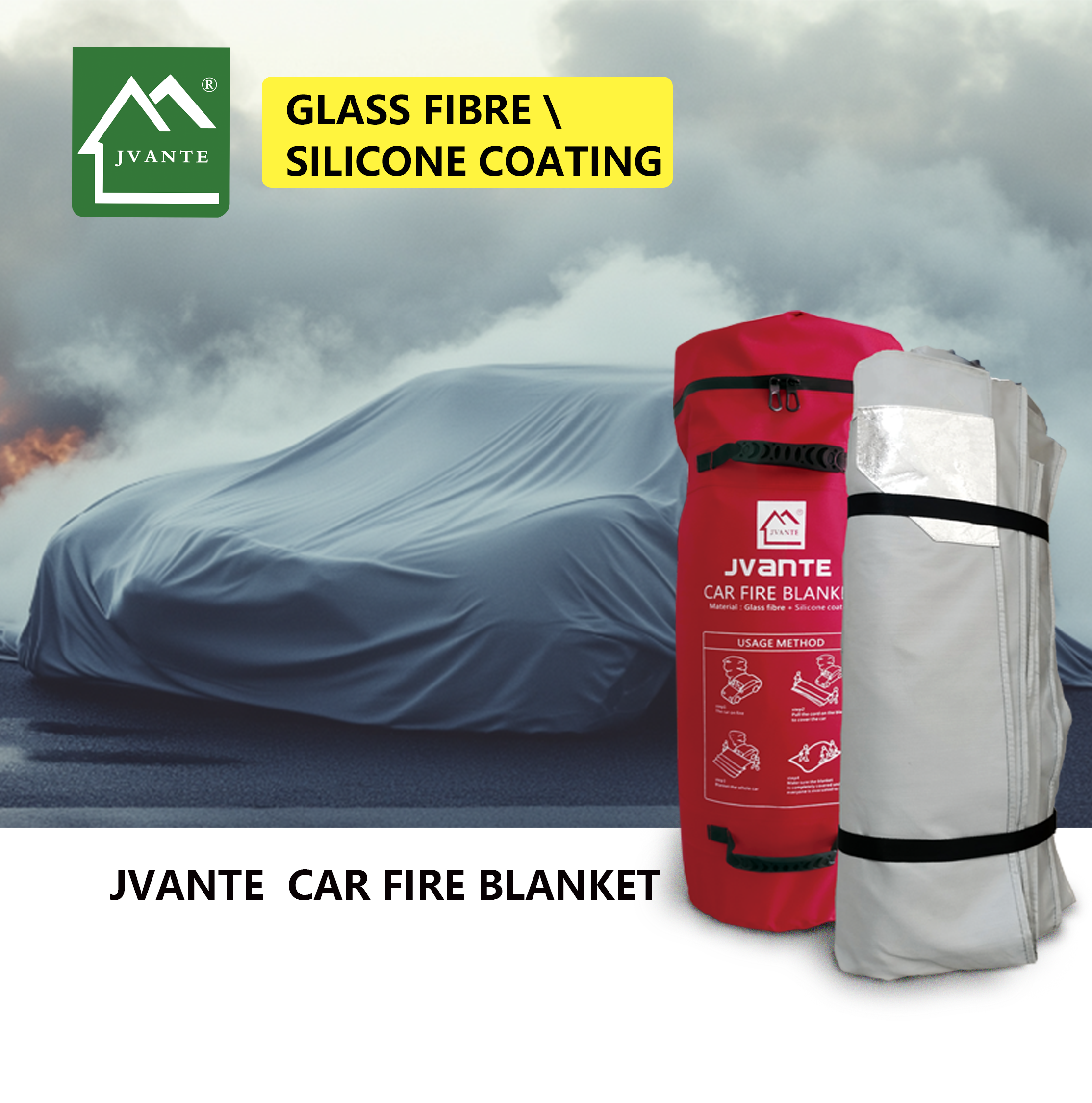 Natural oxygen barrier fire extinguishing blanket for automobiles, 6*8 size