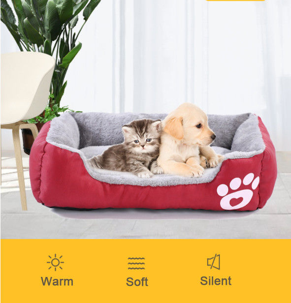 28 Inch Machine Washed Pet Calming Beds Soft Luxury Square Plush Dog Sofa