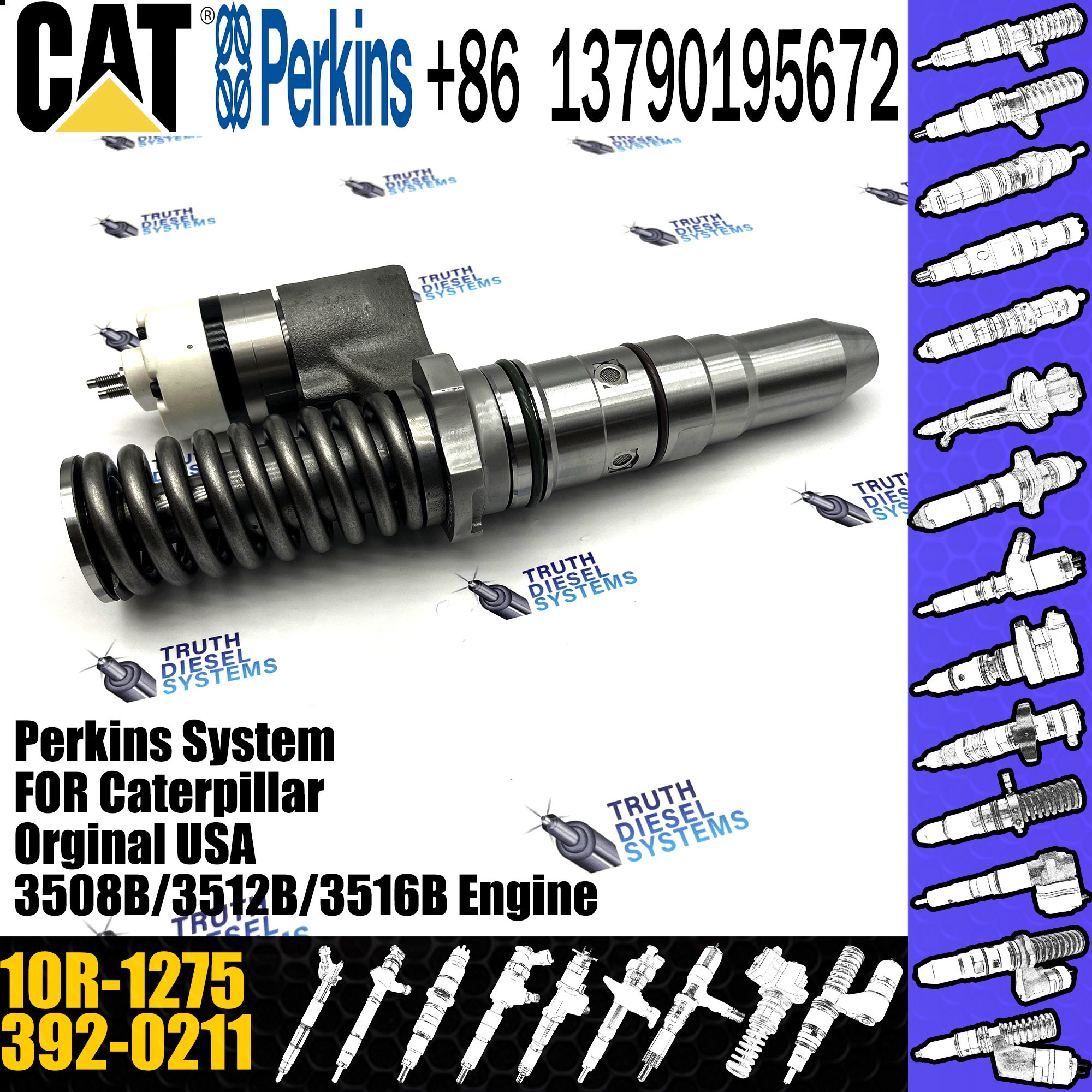 Diesel Fuel Injector 250-1312 10R-1275 For Cater-pillar 793C 793D Common Rail