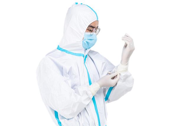 White Microporous Medical Scrub Suits Disposable Coverall With Hood Anti Virus