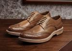 Handmade Burnished Mens Formal Leather Shoes , Bespoke Mens Brown Lace Up Dress